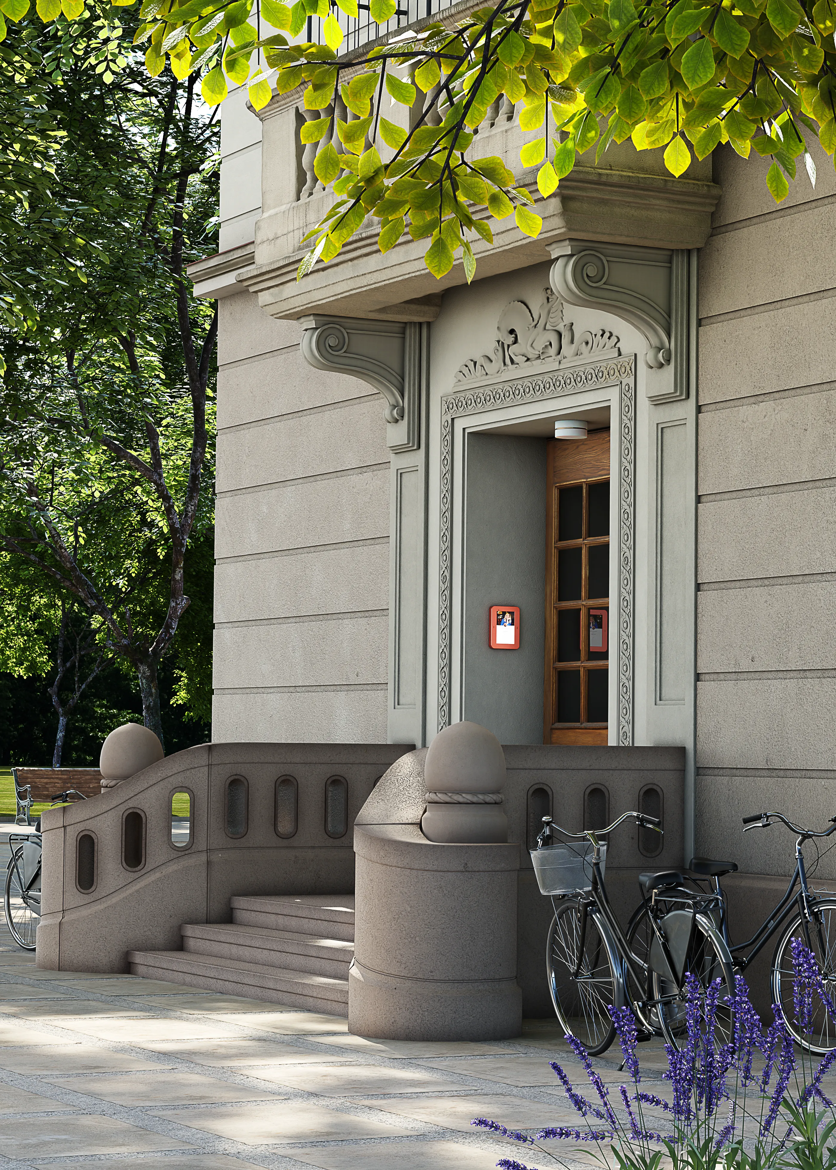 Modern apartment building with DoorDing access system