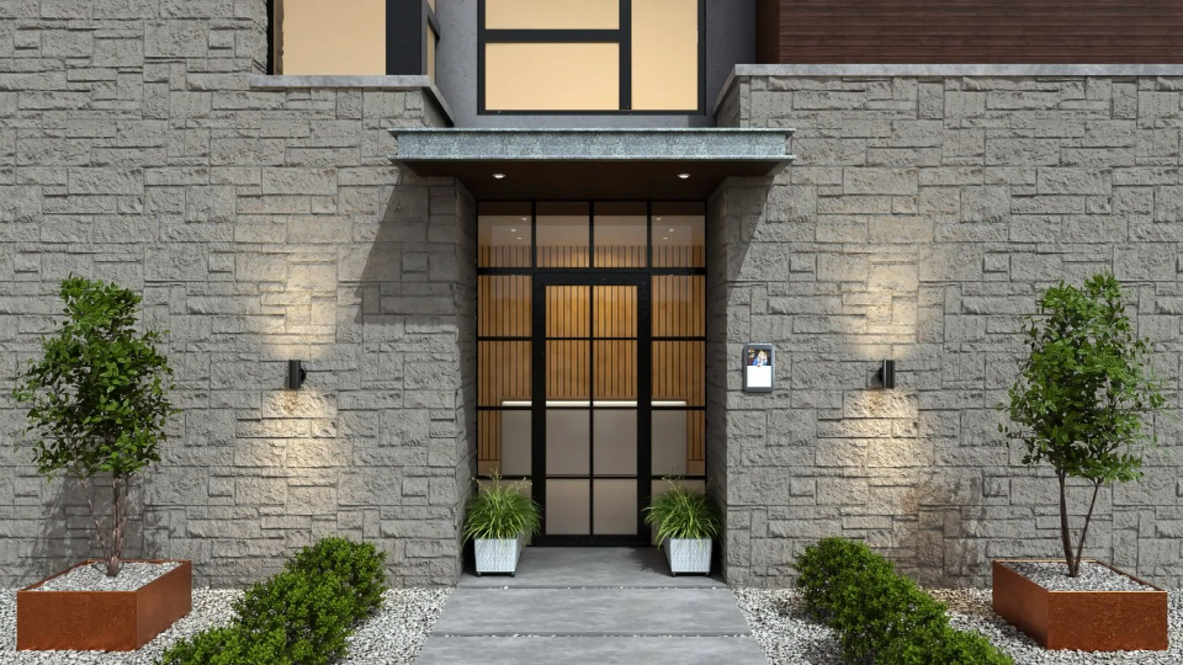 Modern house entrance with DoorDing Touch